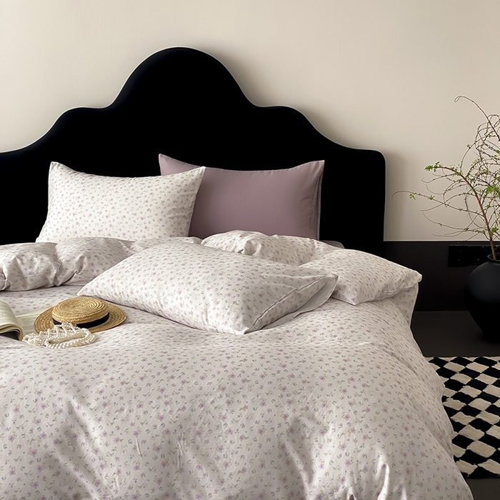 91家纺网 家纺一手货源 找家纺 时光里 2025新款A类全棉双层纱复古花卉色单品与套件 花漾记-紫