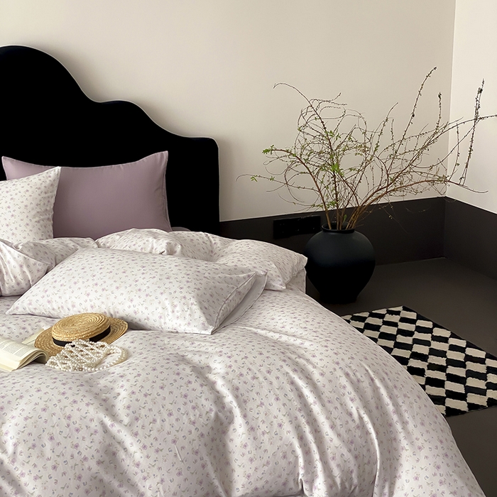 91家纺网 家纺一手货源 找家纺 时光里 2025新款A类全棉双层纱复古花卉色单品与套件 花漾记-紫