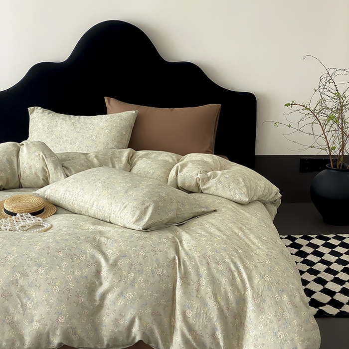 91家纺网 家纺一手货源 找家纺 时光里 2025新款A类全棉双层纱复古花卉色单品与套件 花与浔