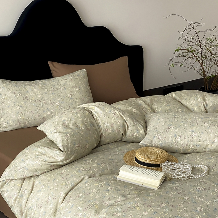 91家纺网 家纺一手货源 找家纺 时光里 2025新款A类全棉双层纱复古花卉色单品与套件 花与浔