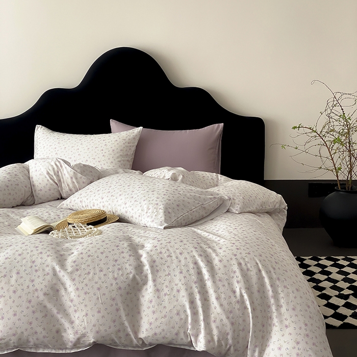 91家纺网 家纺一手货源 找家纺 时光里 2025新款A类全棉双层纱复古花卉色单品与套件 花漾记-紫