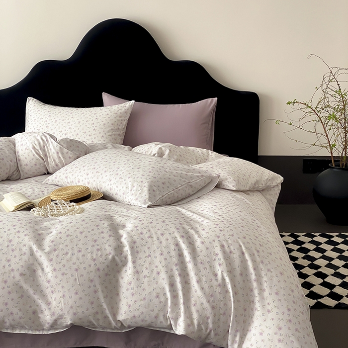 91家纺网 家纺一手货源 找家纺 时光里 2025新款A类全棉双层纱复古花卉色单品与套件 花漾记-紫