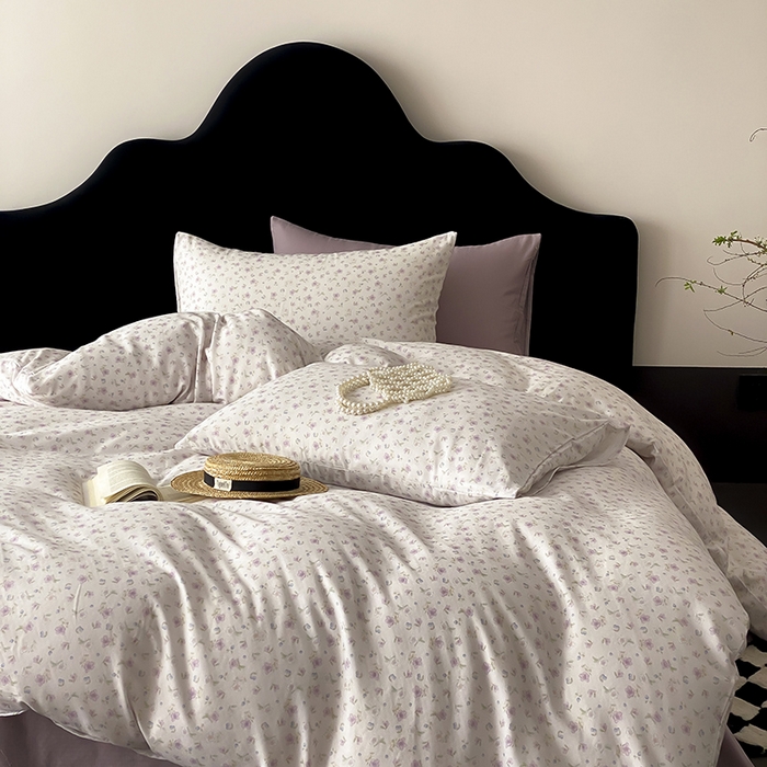 91家纺网 家纺一手货源 找家纺 时光里 2025新款A类全棉双层纱复古花卉色单品与套件 花漾记-紫