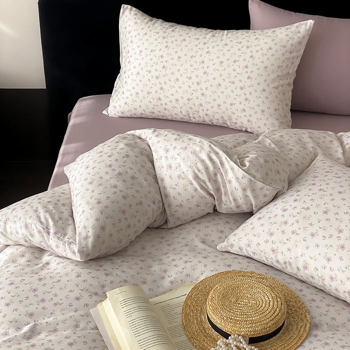 91家纺网 家纺一手货源 找家纺 时光里 2025新款A类全棉双层纱复古花卉色单品与套件 花漾记-紫