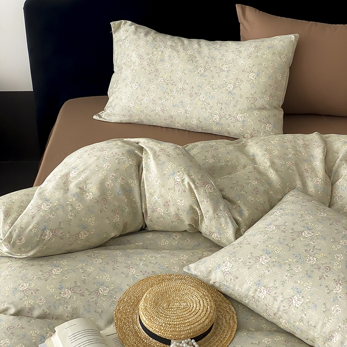 91家纺网 家纺一手货源 找家纺 时光里 2025新款A类全棉双层纱复古花卉色单品与套件 花与浔