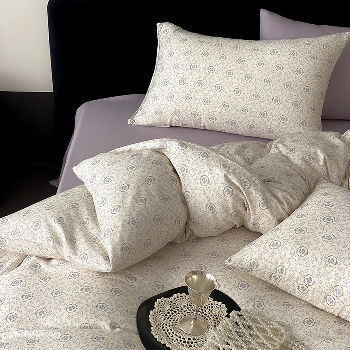 91家纺网 家纺一手货源 找家纺 时光里 2025新款A类全棉双层纱复古花卉色单品与套件 禧容