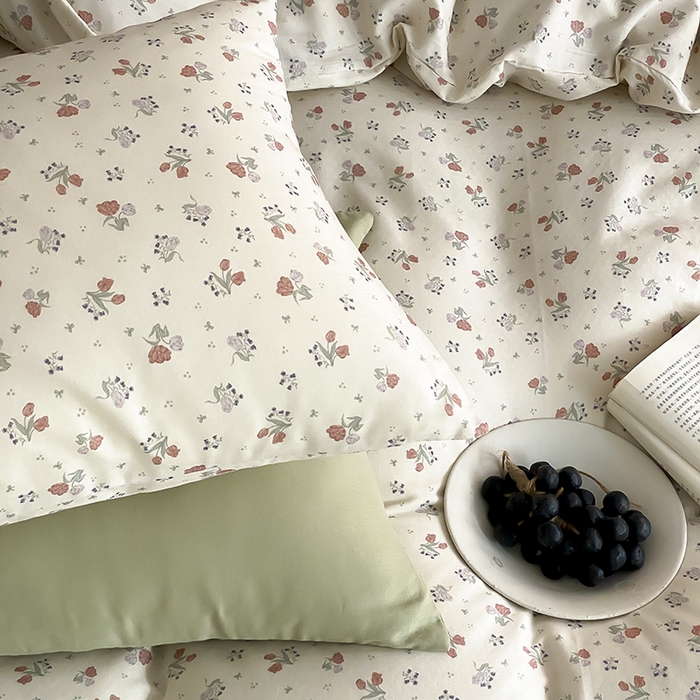 91家纺网 家纺一手货源 找家纺 时光里 2025新款A类全棉双层纱复古花卉色单品与套件 岁月静好-桔