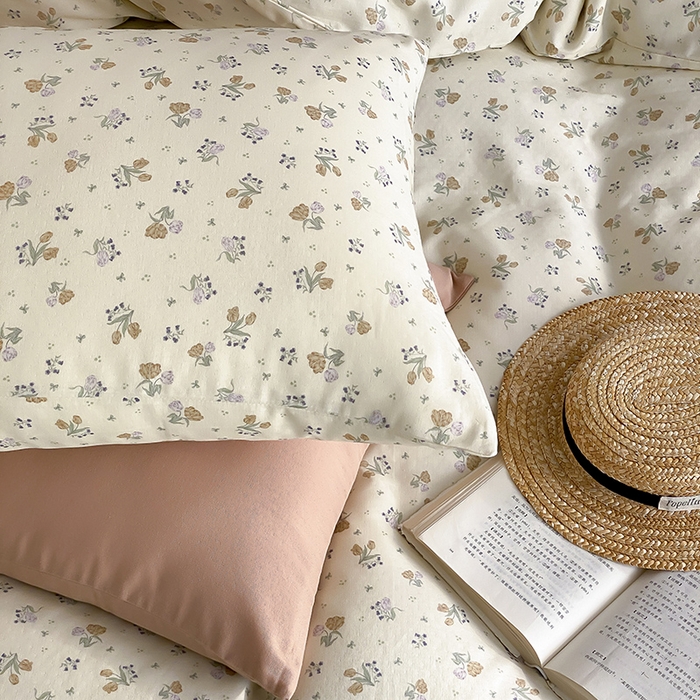 91家纺网 家纺一手货源 找家纺 时光里 2025新款A类全棉双层纱复古花卉色单品与套件 岁月静好-绿