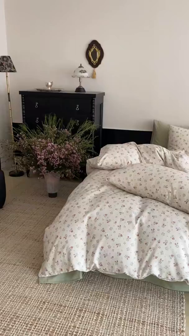 91家纺网 家纺一手货源 找家纺 时光里 2025新款A类全棉双层纱复古花卉色单品与套件 岁月静好-桔