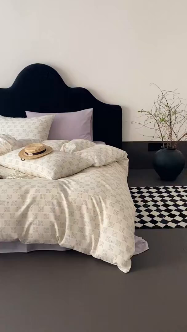 91家纺网 家纺一手货源 找家纺 时光里 2025新款A类全棉双层纱复古花卉色单品与套件 花裳