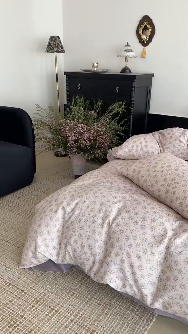 91家纺网 家纺一手货源 找家纺 时光里 2025新款A类全棉双层纱复古花卉色单品与套件 绮梦