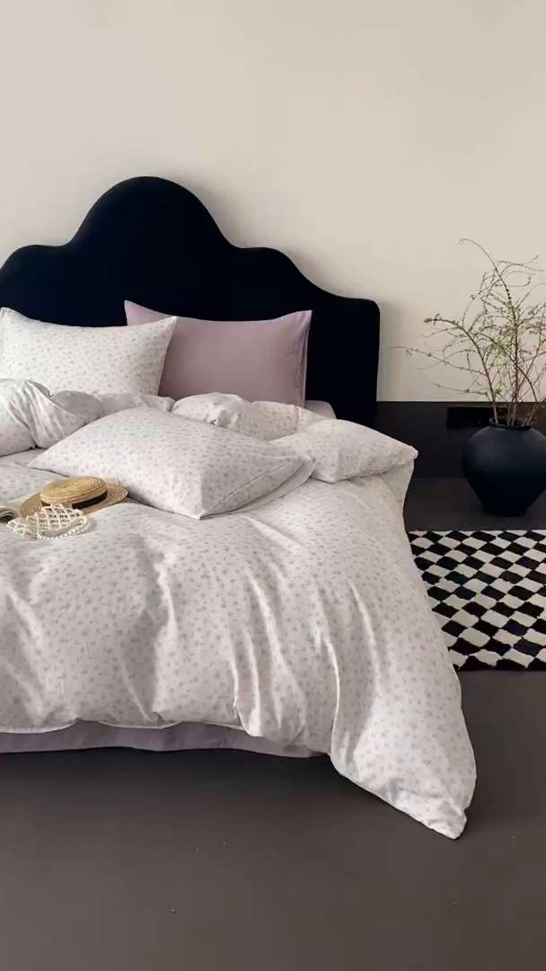 91家纺网 家纺一手货源 找家纺 时光里 2025新款A类全棉双层纱复古花卉色单品与套件 花漾记-紫