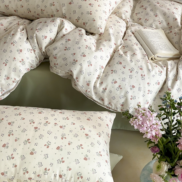 91家纺网 家纺一手货源 找家纺 时光里 2025新款A类全棉双层纱复古花卉色单品与套件 岁月静好-桔