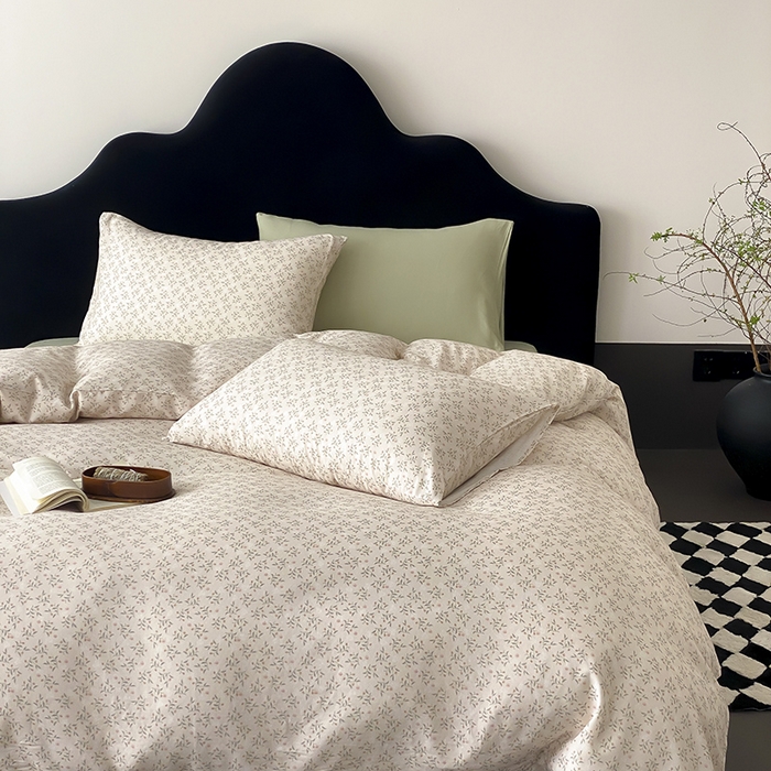 91家纺网 家纺一手货源 找家纺 时光里 2025新款A类全棉双层纱复古花卉色单品与套件 叶柳