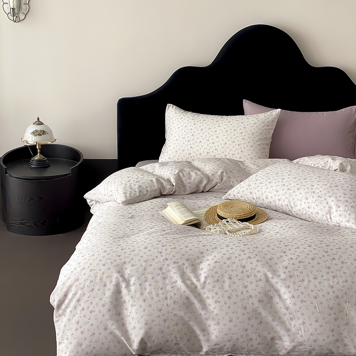 91家纺网 家纺一手货源 找家纺 时光里 2025新款A类全棉双层纱复古花卉色单品与套件 花漾记-紫