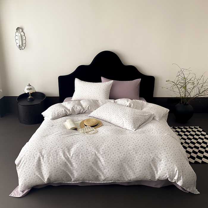 时光里 2025新款A类全棉双层纱复古花卉色单品与套件 花漾记-紫