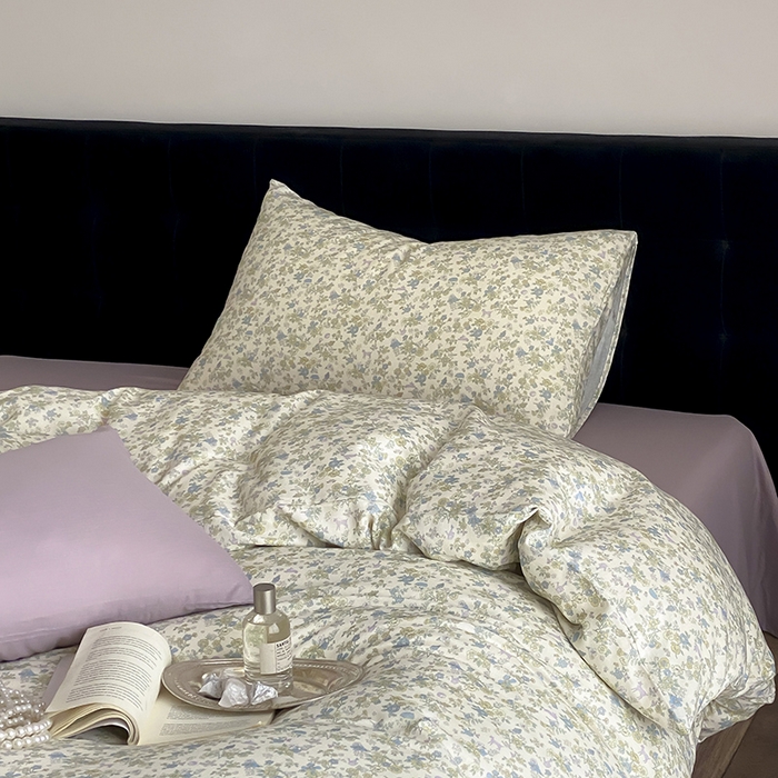 91家纺网 家纺一手货源 找家纺 时光里 2025新款双层纱复古风色系列单品与套件 粉黛-绿