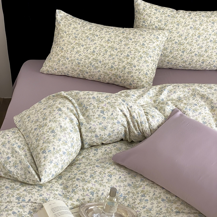 91家纺网 家纺一手货源 找家纺 时光里 2025新款双层纱复古风色系列单品与套件 粉黛-绿