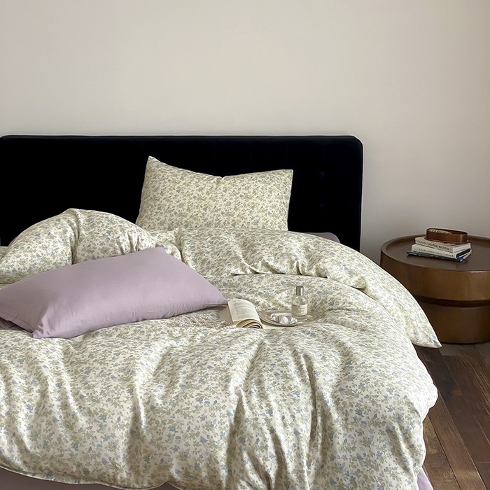 91家纺网 家纺一手货源 找家纺 时光里 2025新款双层纱复古风色系列单品与套件 粉黛-绿