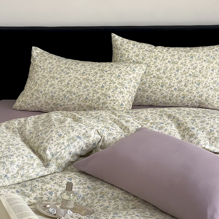 91家纺网 家纺一手货源 找家纺 时光里 2025新款双层纱复古风色系列单品与套件 粉黛-绿