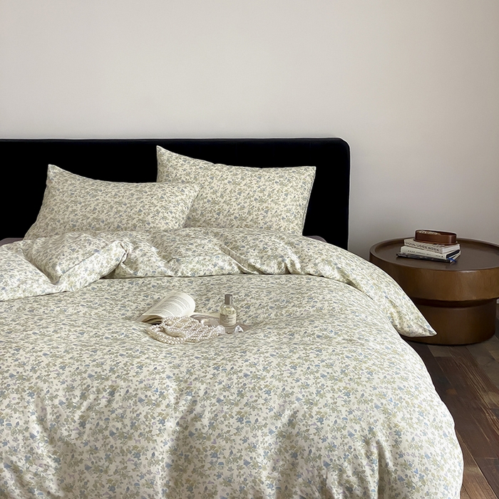 91家纺网 家纺一手货源 找家纺 时光里 2025新款双层纱复古风色系列单品与套件 粉黛-绿