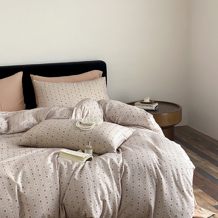 91家纺网 家纺一手货源 找家纺 时光里 2025新款双层纱复古风色系列单品与套件 恬觅-粉