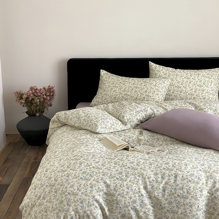 91家纺网 家纺一手货源 找家纺 时光里 2025新款双层纱复古风色系列单品与套件 粉黛-绿