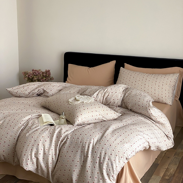 91家纺网 家纺一手货源 找家纺 时光里 2025新款双层纱复古风色系列单品与套件 恬觅-粉