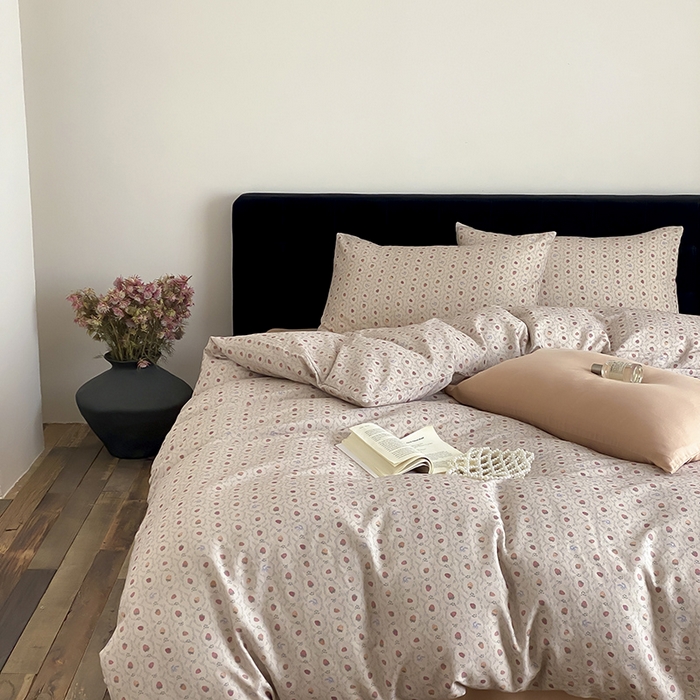 91家纺网 家纺一手货源 找家纺 时光里 2025新款双层纱复古风色系列单品与套件 恬觅-粉