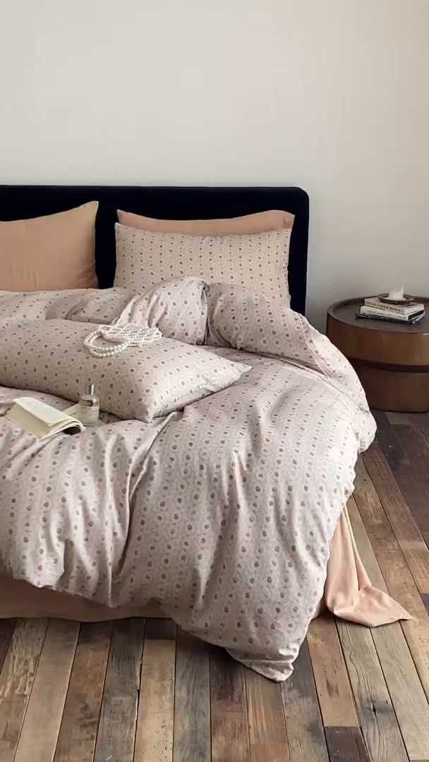 91家纺网 家纺一手货源 找家纺 时光里 2025新款双层纱复古风色系列单品与套件 恬觅-粉