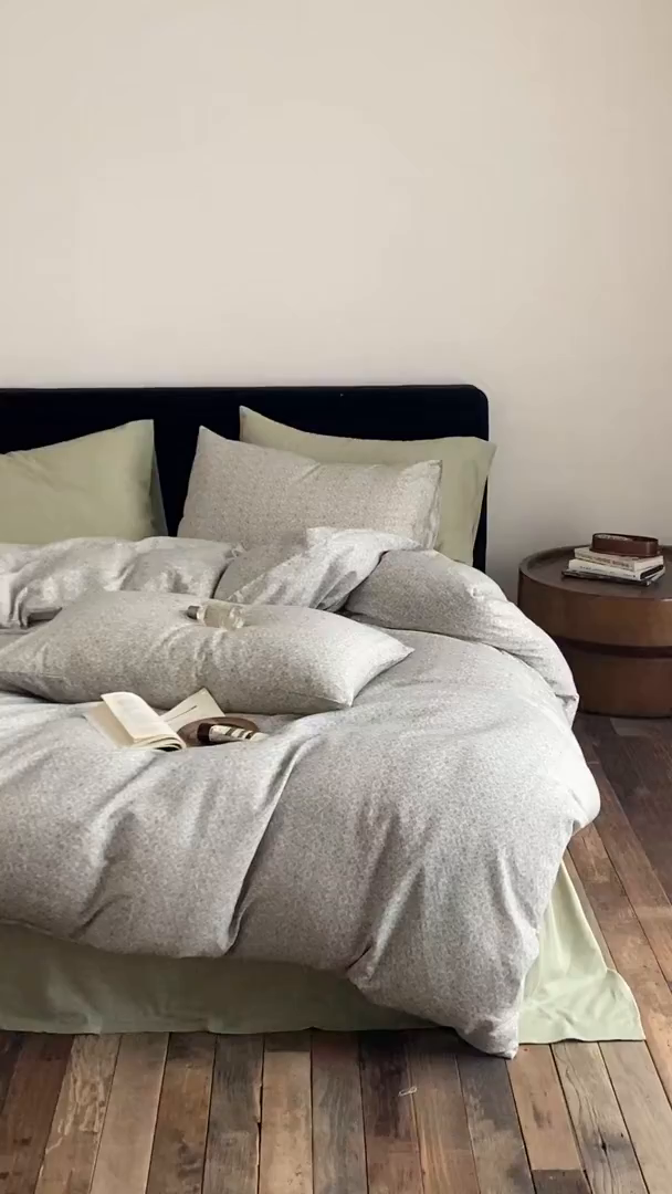 91家纺网 家纺一手货源 找家纺 时光里 2025新款双层纱复古风色系列单品与套件 惜花涧-绿