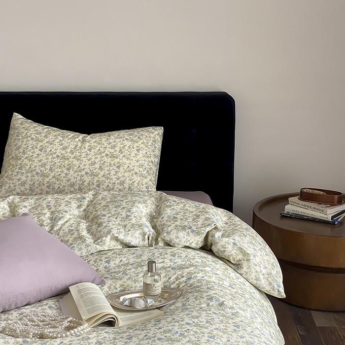 91家纺网 家纺一手货源 找家纺 时光里 2025新款双层纱复古风色系列单品与套件 粉黛-绿