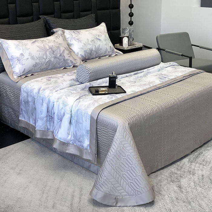 91家纺网 家纺一手货源 找家纺 若未家居 LOVEWE HOUSE 2025新款兰精天丝印花夏被及夏被四件套 落叶派对（床单款+床盖款）