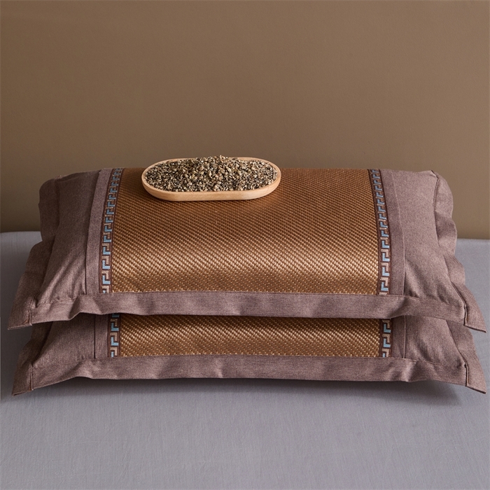 91家纺网 家纺一手货源 找家纺 织布人2025新款荞麦枕夏季凉感冰藤枕头竹面硬枕茶叶茉莉花夏凉枕头 夏凉直角冰藤-咖色【38*58茶香枕】