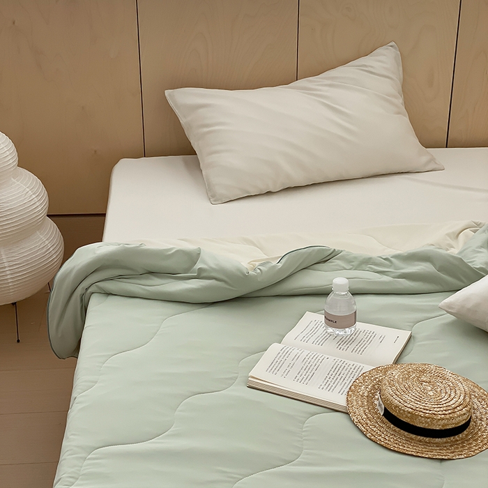 91家纺网 家纺一手货源 找家纺 时年家纺 2025新款升级版180克高定即刻凉感夏被 抹茶绿