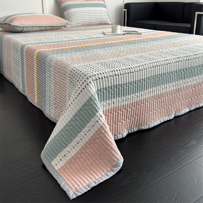 91家纺网 家纺一手货源 找家纺 美优兰 2025春夏新款双面天丝高温砂洗床盖 卡农