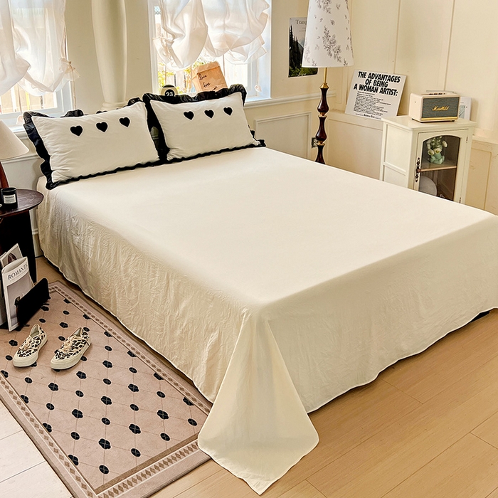 91家纺网 家纺一手货源 找家纺 梦之岛 2025新款韩版小泡泡水洗棉毛巾绣四件套-蝶梦 蝶梦爱心-奶白