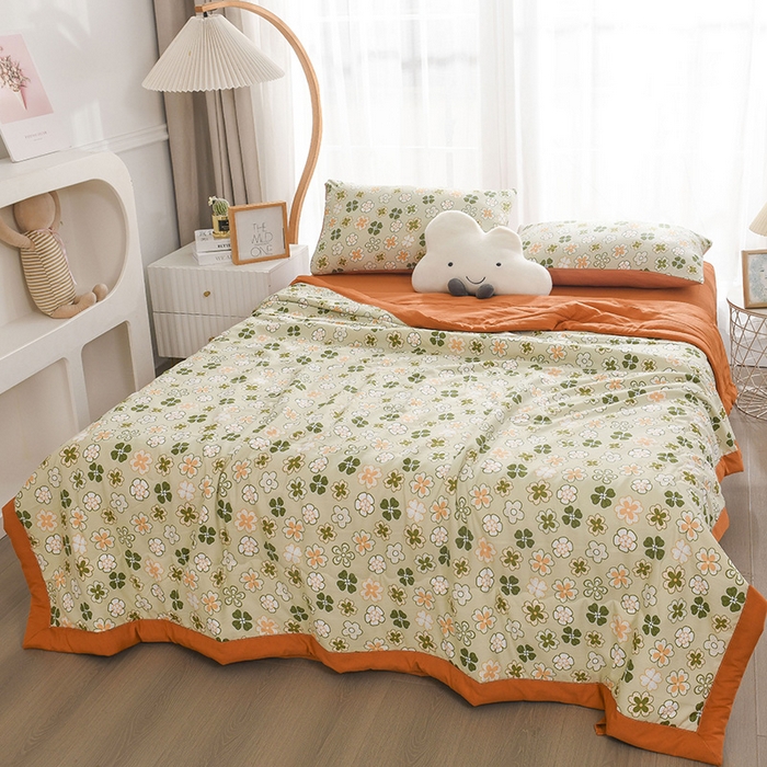 91家纺网 家纺一手货源 找家纺 红日子纺织品 2025新款棉麻夏被四件套 格桑