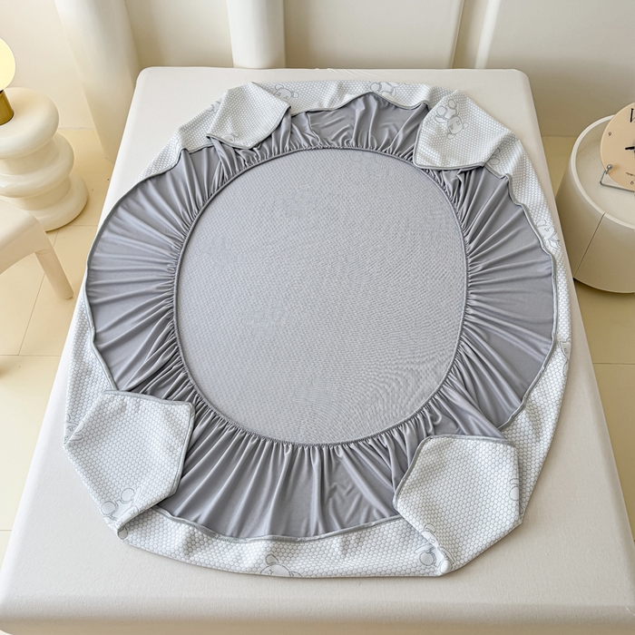 91家纺网 家纺一手货源 找家纺 999家纺   2025新款凉感提花冰豆豆凉席三件套 冰块熊-灰（床笠款）