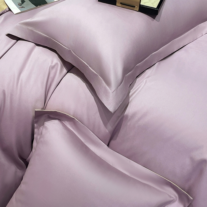 91家纺网 家纺一手货源 找家纺 皇寝世家家居 2025新款全棉纯棉A类100s长绒棉四件套刺绣绣花纯色贡缎床单款-诗雅 诗雅-浅紫色