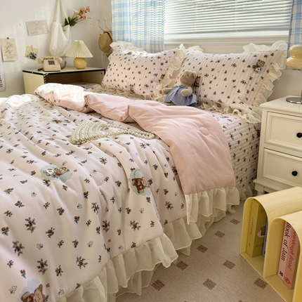 91家纺网 家纺一手货源 找家纺 （总）吉祥家纺  2025新款印花花边款夏凉被夏被四件套