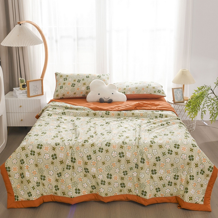 91家纺网 家纺一手货源 找家纺 红日子纺织品 2025新款棉麻夏被四件套 格桑