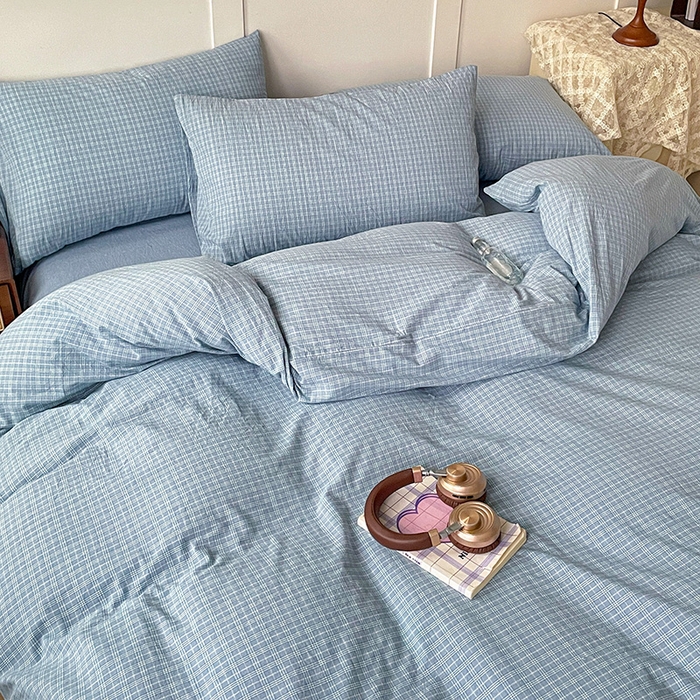 91家纺网 家纺一手货源 找家纺 大柏树 2025新款全棉水洗棉套件-床单四件套 春野兰