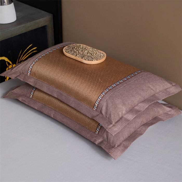 91家纺网 家纺一手货源 找家纺 织布人2025新款荞麦枕夏季凉感冰藤枕头竹面硬枕茶叶茉莉花夏凉枕头 夏凉直角冰藤-咖色【38*58茶香枕】