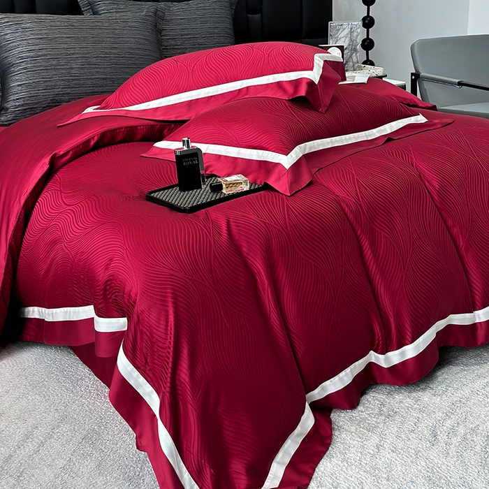 91家纺网 家纺一手货源 找家纺 （总）若未家居 LOVEWE HOUSE 2025新款天丝提花套件撞色轻奢风四件套-天丝布拉格