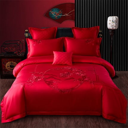 91家纺网 家纺一手货源 找家纺 （总）博之洋婚庆 2025新款全棉纯棉新中式婚庆刺绣四件套-总