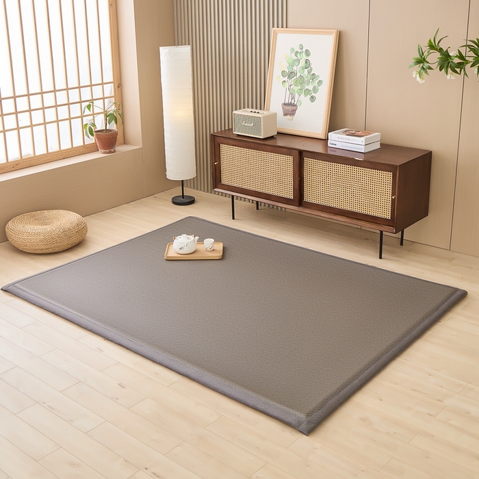 91家纺网 家纺一手货源 找家纺 绒艺席业 2025新款PE藤席地垫 灰色