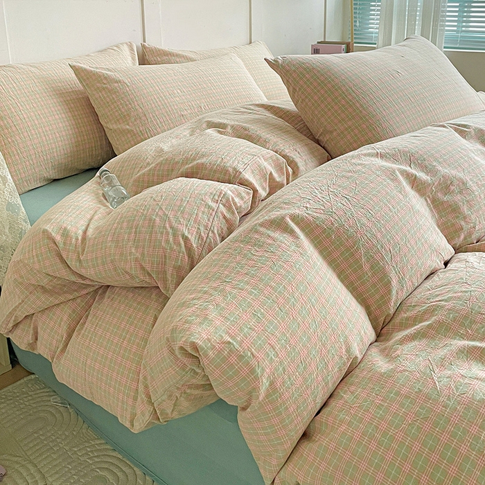 91家纺网 家纺一手货源 找家纺 大柏树 2025新款全棉水洗棉套件-床单四件套 春野玉