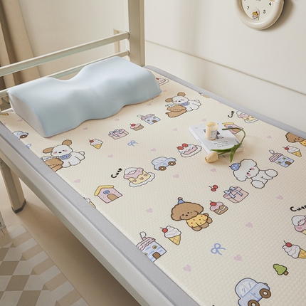 91家纺网 家纺一手货源 找家纺 川悦生活 2025新款数码印花冰豆豆凉席床垫-学生床 小狗加油
