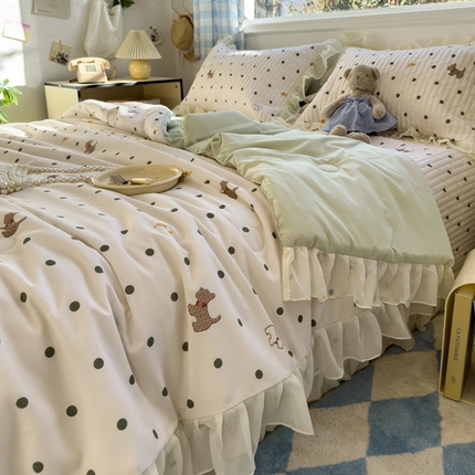 91家纺网 家纺一手货源 找家纺 （总）吉祥家纺  2025新款印花花边款夏凉被夏被四件套